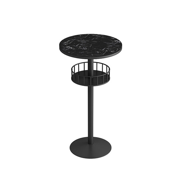 Glam Stone Bar Table Set 1/3 Pieces Round Counter Table for Indoor Black 22"L x 22"W Clearhalo 'Bar Furniture' 'furn' 'furn_home_bar_bar_sets' 'Furniture' 'Home Bars & Bar Sets' 'home_bar_bar_sets' 'Kitchen & Dining Furniture' 5690447