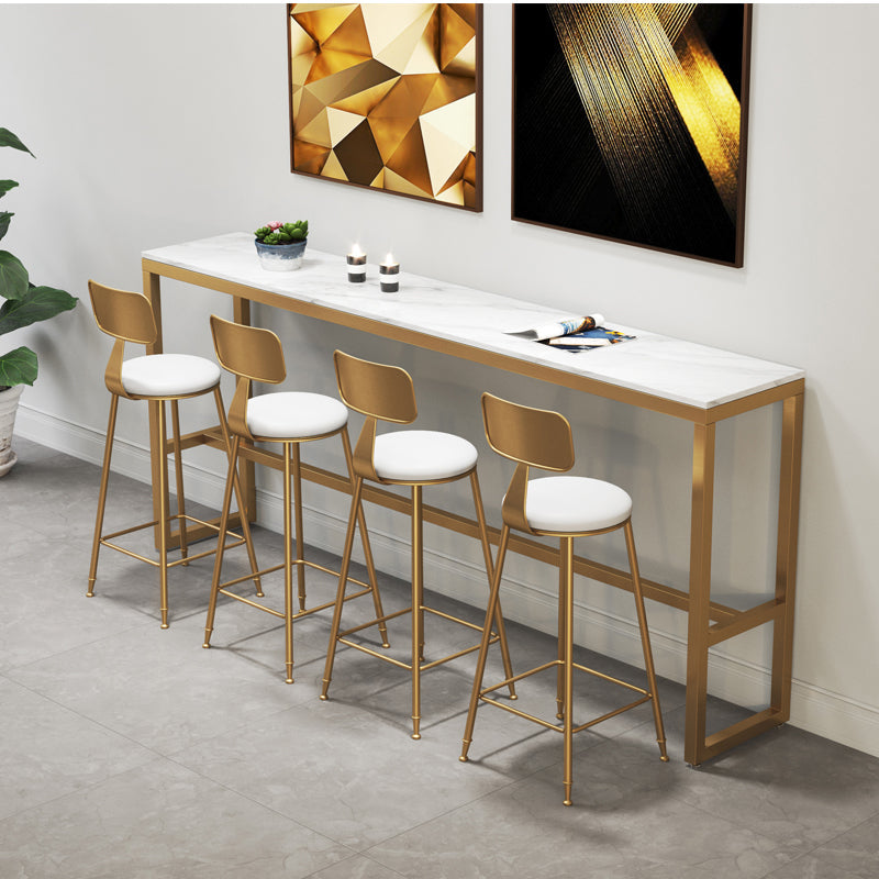 White Stone Top Table and Stool Set 1/2/5/7 Pieces Indoor Glam Counter Height Set 5 Pieces: Table, 4 White Stools Clearhalo 'Bar Furniture' 'furn' 'furn_home_bar_bar_sets' 'Furniture' 'Home Bars & Bar Sets' 'home_bar_bar_sets' 'Kitchen & Dining Furniture' 5690499