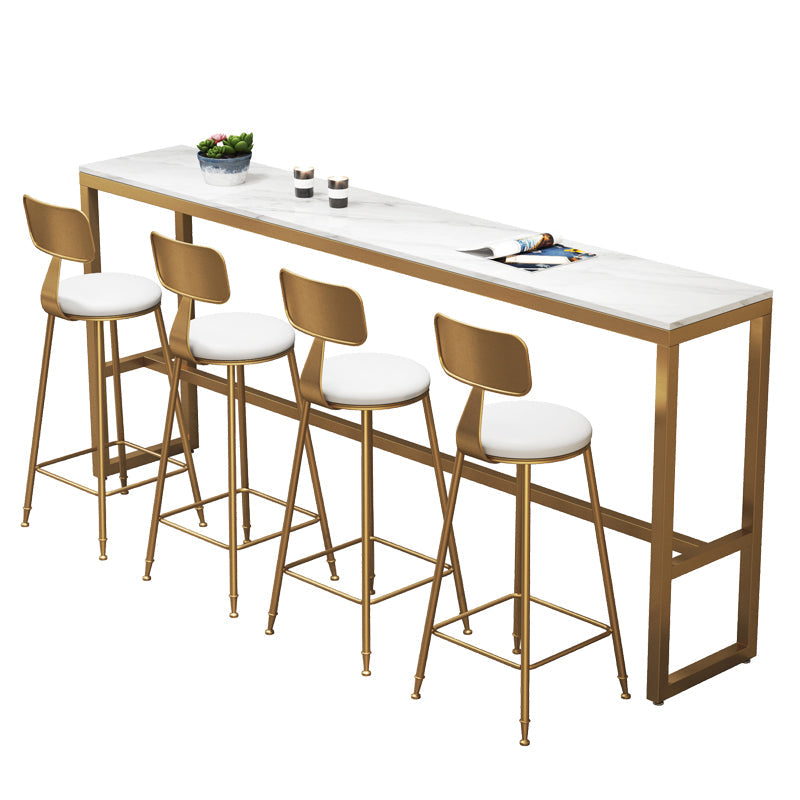 White Stone Top Table and Stool Set 1/2/5/7 Pieces Indoor Glam Counter Height Set Clearhalo 'Bar Furniture' 'furn' 'furn_home_bar_bar_sets' 'Furniture' 'Home Bars & Bar Sets' 'home_bar_bar_sets' 'Kitchen & Dining Furniture' 5690505