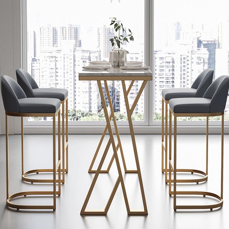 White Rectangle 1/2/3 Pieces Bar Stool and Table Set Indoor Glam Table and Stool Set Clearhalo 'Bar Furniture' 'furn' 'furn_home_bar_bar_sets' 'Furniture' 'Home Bars & Bar Sets' 'home_bar_bar_sets' 'Kitchen & Dining Furniture' 5690542