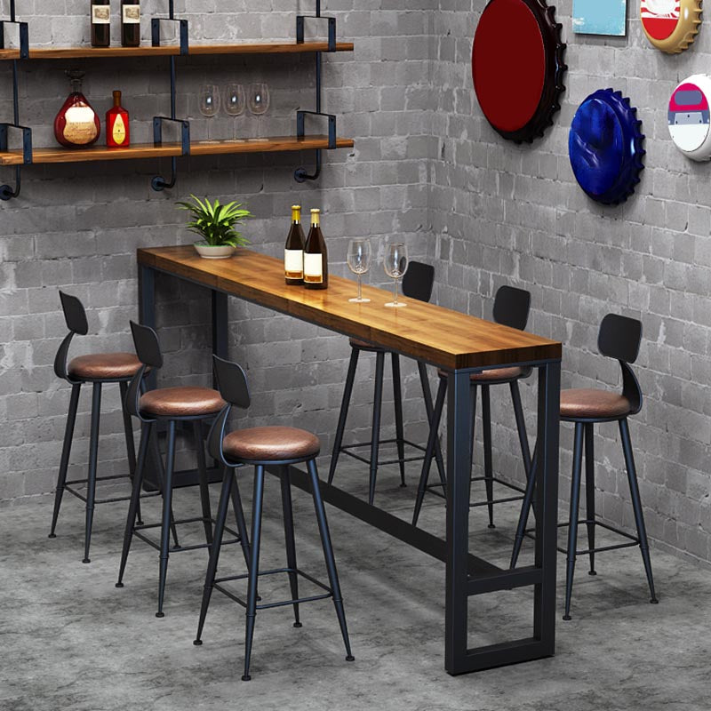 Industrial Solid Wood Bar Table Set 1/2/3/7 Pieces Counter Table with Upholstered Stools Clearhalo 'Bar Furniture' 'furn' 'furn_home_bar_bar_sets' 'Furniture' 'Home Bars & Bar Sets' 'home_bar_bar_sets' 'Kitchen & Dining Furniture' 5690560