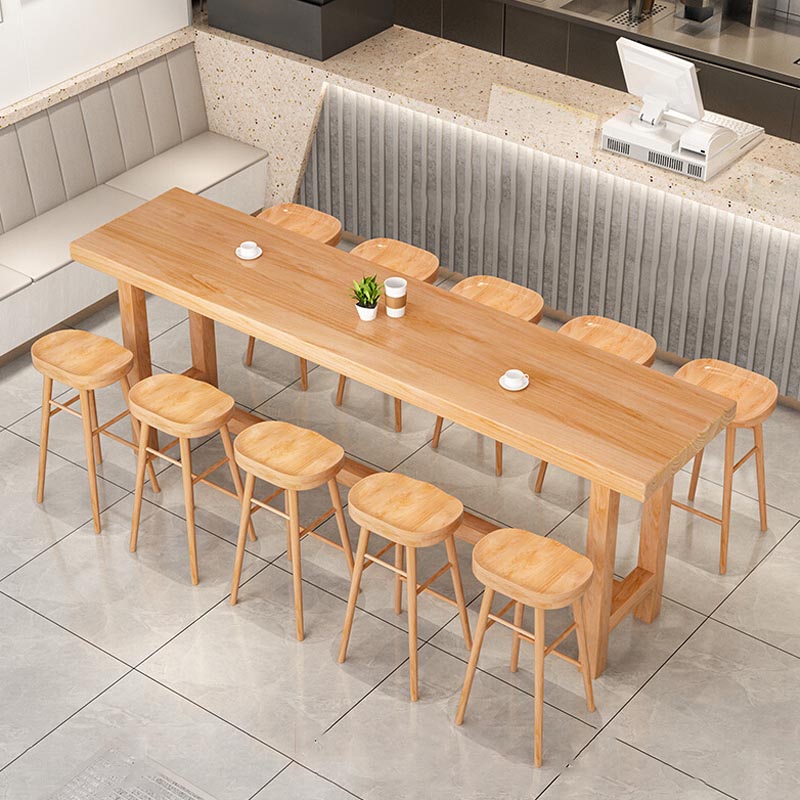 Rectangular Bar Pub Table Set 1/2/5/6/11 Pcs Solid Wood Bar Table and Bar Stools Clearhalo 'Bar Furniture' 'furn' 'furn_home_bar_bar_sets' 'Furniture' 'Home Bars & Bar Sets' 'home_bar_bar_sets' 'Kitchen & Dining Furniture' 5690644