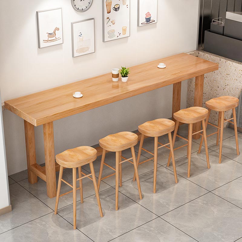 Rectangular Bar Pub Table Set 1/2/5/6/11 Pcs Solid Wood Bar Table and Bar Stools Clearhalo 'Bar Furniture' 'furn' 'furn_home_bar_bar_sets' 'Furniture' 'Home Bars & Bar Sets' 'home_bar_bar_sets' 'Kitchen & Dining Furniture' 5690649