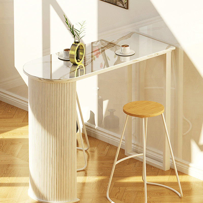 Contemporary Bar Table Set 1/2/3 Pcs White Stone Bar Table with Stools Clearhalo 'Bar Furniture' 'furn' 'furn_home_bar_bar_sets' 'Furniture' 'Home Bars & Bar Sets' 'home_bar_bar_sets' 'Kitchen & Dining Furniture' 5690712