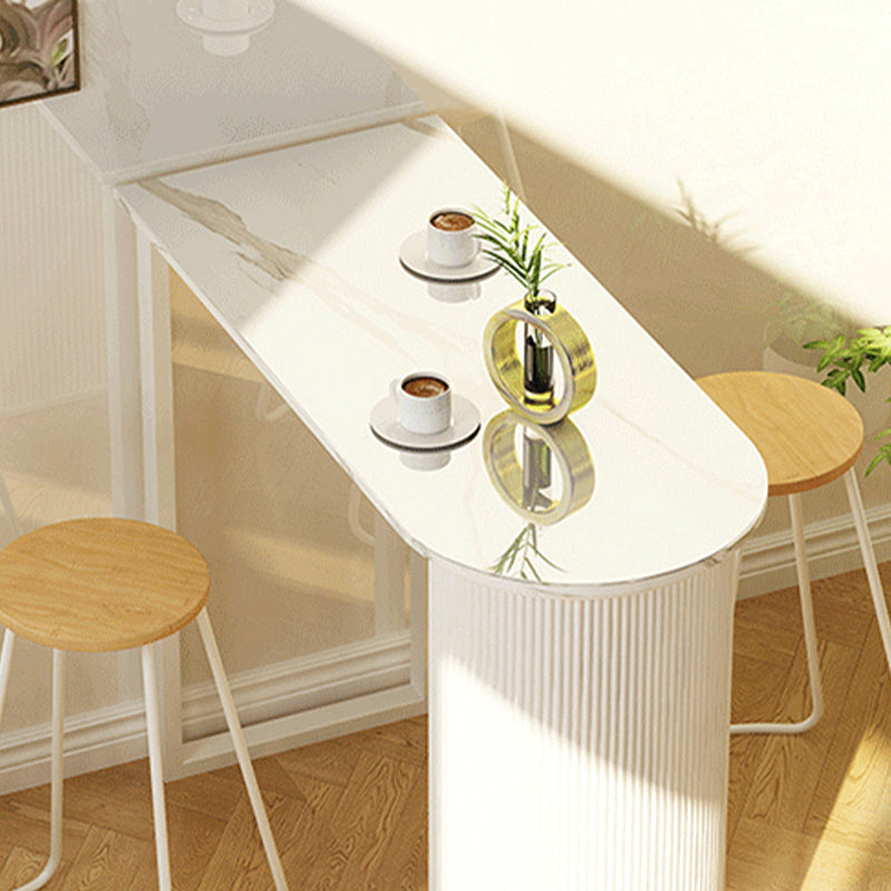 Contemporary Bar Table Set 1/2/3 Pcs White Stone Bar Table with Stools Clearhalo 'Bar Furniture' 'furn' 'furn_home_bar_bar_sets' 'Furniture' 'Home Bars & Bar Sets' 'home_bar_bar_sets' 'Kitchen & Dining Furniture' 5690713