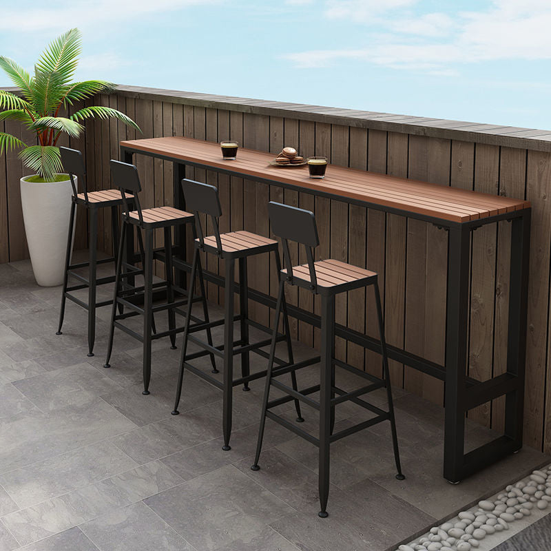 Industrial Rectangle Bar Table Set 1/4/5 Pieces Wood Counter Table 5 Pieces: Table, 4 Stools Clearhalo 'Bar Furniture' 'furn' 'furn_home_bar_bar_sets' 'Furniture' 'Home Bars & Bar Sets' 'home_bar_bar_sets' 'Kitchen & Dining Furniture' 5690940