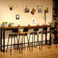 Juego de mesa de bar rectangular industrial, mesa de mostrador de madera de 1/6/9 piezas