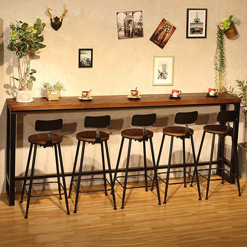 Juego de mesa de bar rectangular industrial, mesa de mostrador de madera de 1/6/9 piezas