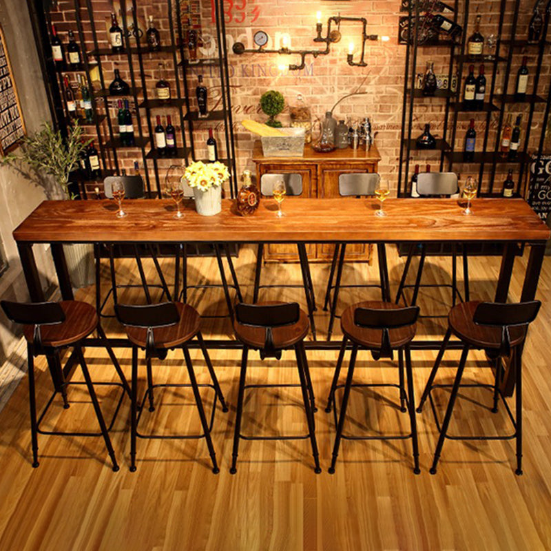 Juego de mesa de bar rectangular industrial, mesa de mostrador de madera de 1/6/9 piezas