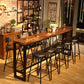 Juego de mesa de bar rectangular industrial, mesa de mostrador de madera de 1/6/9 piezas