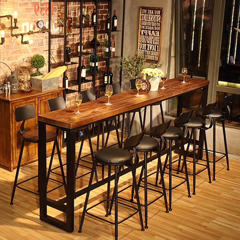 Juego de mesa de bar rectangular industrial, mesa de mostrador de madera de 1/6/9 piezas
