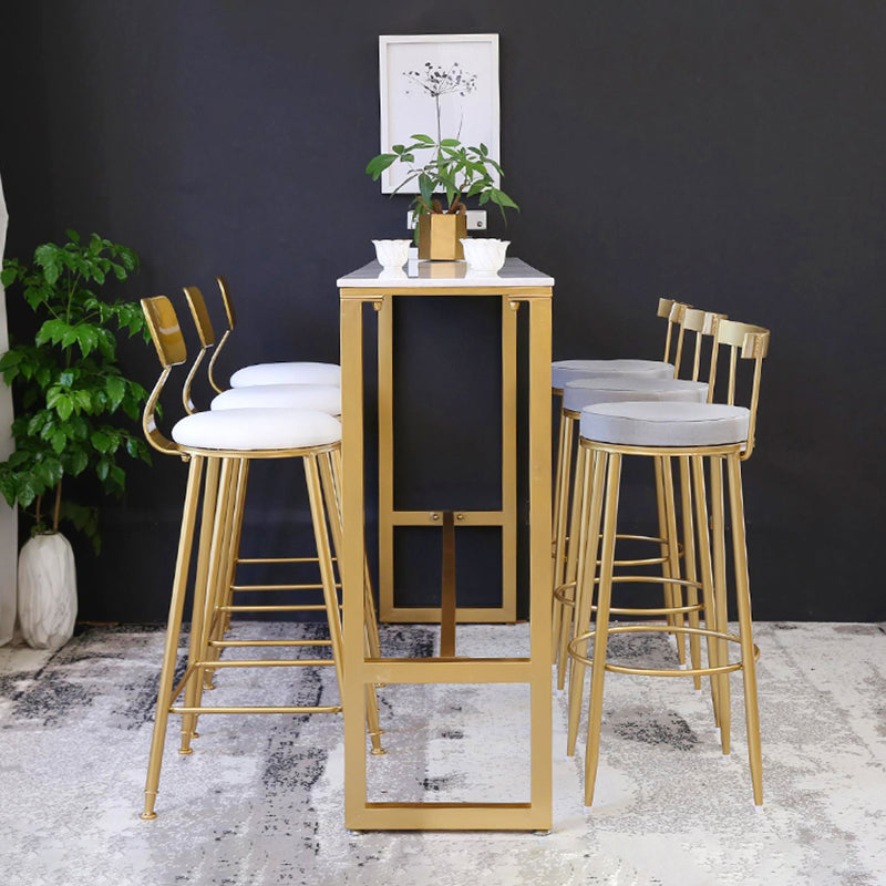 Juego de mesa de pub de piedra blanca rectangular de 1/2/4/7 piezas de altura de mostrador Glam para interiores