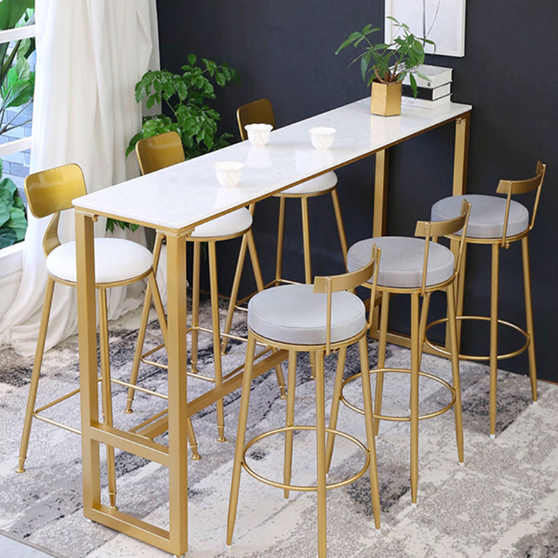 Juego de mesa de pub de piedra blanca rectangular de 1/2/4/7 piezas de altura de mostrador Glam para interiores