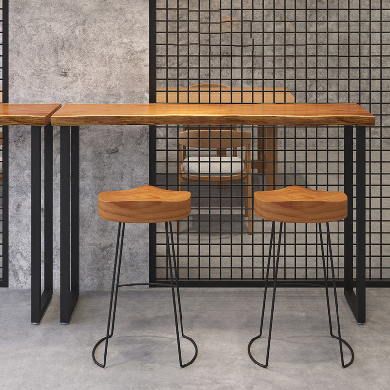 Industrial Solid Wood Bar Table Set 1/2/3/7 Pieces Counter Table with Backless Stools 3 Pieces: Table, 2 Stools Clearhalo 'Bar Furniture' 'furn' 'furn_home_bar_bar_sets' 'Furniture' 'Home Bars & Bar Sets' 'home_bar_bar_sets' 'Kitchen & Dining Furniture' 5691101
