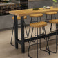 Juego de mesa de pub industrial de 1/2/9 piezas, mesa de bar rectangular y taburetes de bar sin brazos