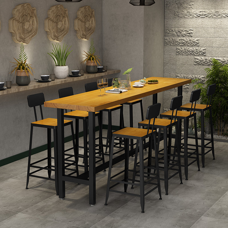 Juego de mesa de pub industrial de 1/2/9 piezas, mesa de bar rectangular y taburetes de bar sin brazos