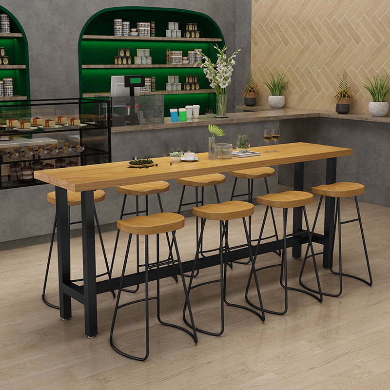 Juego de mesa de pub industrial de 1/2/9 piezas, mesa de bar rectangular y taburetes de bar sin brazos