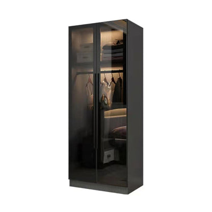 Moderne garderobe armoire hout en glazen kledingkastkast voor thuis