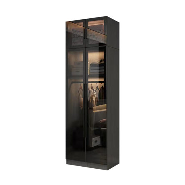Moderne garderobe armoire hout en glazen kledingkastkast voor thuis