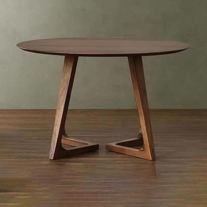 Modern Rubber Wood Table for Restaurant Dining Table with Double Wood Pedestal