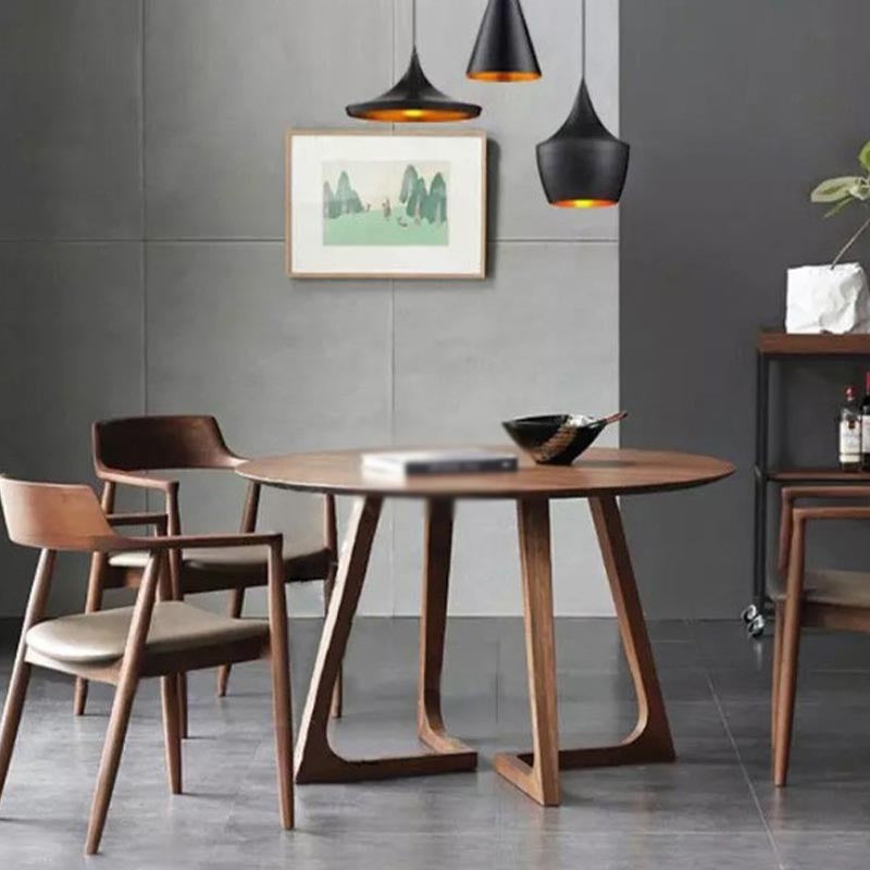 Modern Rubber Wood Table for Restaurant Dining Table with Double Wood Pedestal