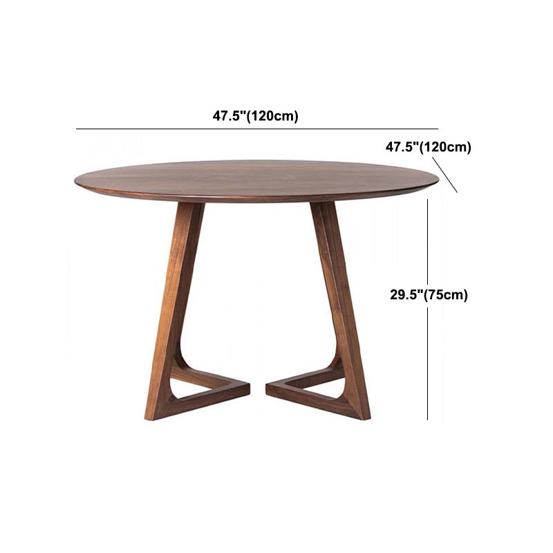 Modern Rubber Wood Table for Restaurant Dining Table with Double Wood Pedestal