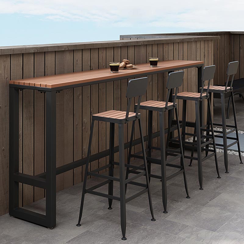 Juego de mesa de bar rectangular de madera, mesa de mostrador industrial de 1/5 piezas con taburetes altos