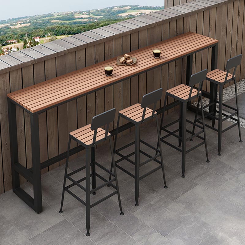 Juego de mesa de bar rectangular de madera, mesa de mostrador industrial de 1/5 piezas con taburetes altos