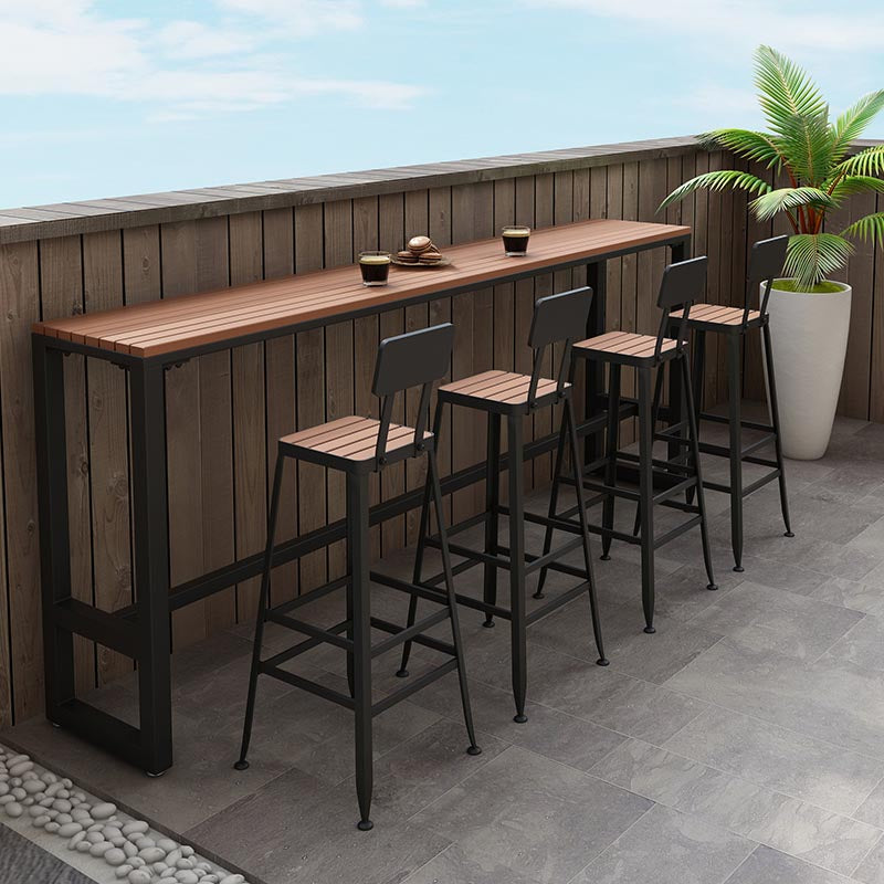 Juego de mesa de bar rectangular de madera, mesa de mostrador industrial de 1/5 piezas con taburetes altos