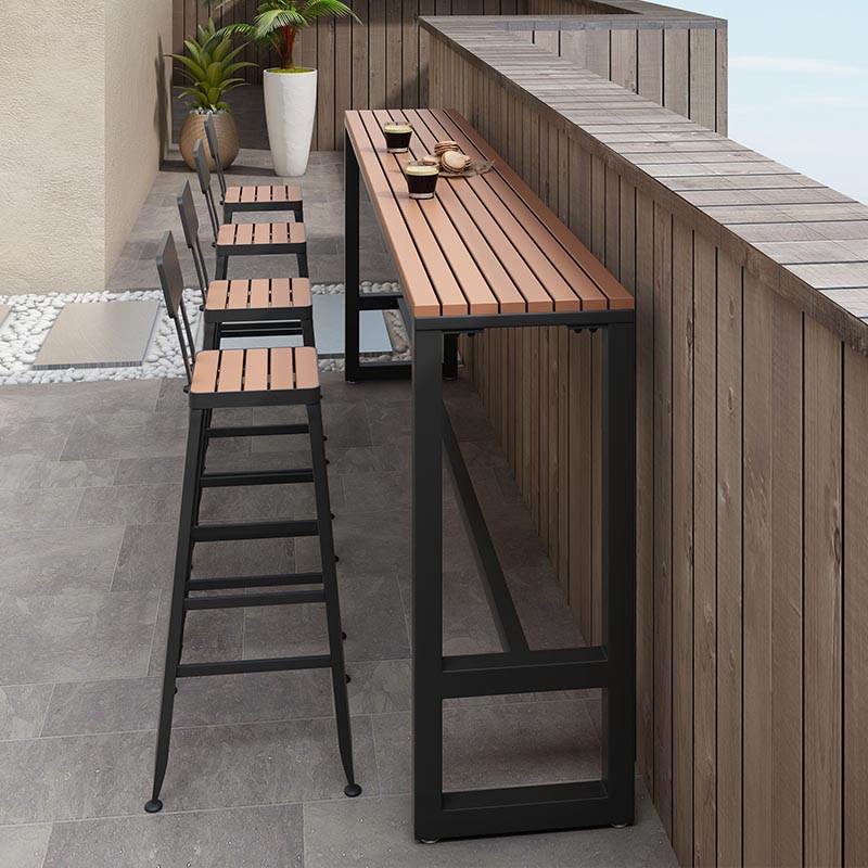 Juego de mesa de bar rectangular de madera, mesa de mostrador industrial de 1/5 piezas con taburetes altos