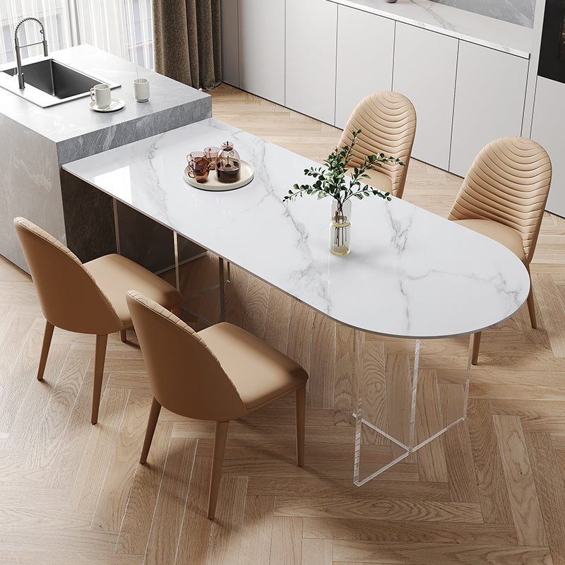 Steen eettafel Home Dinner meubels met acryl dubbel voetstuk voor een klein appartement