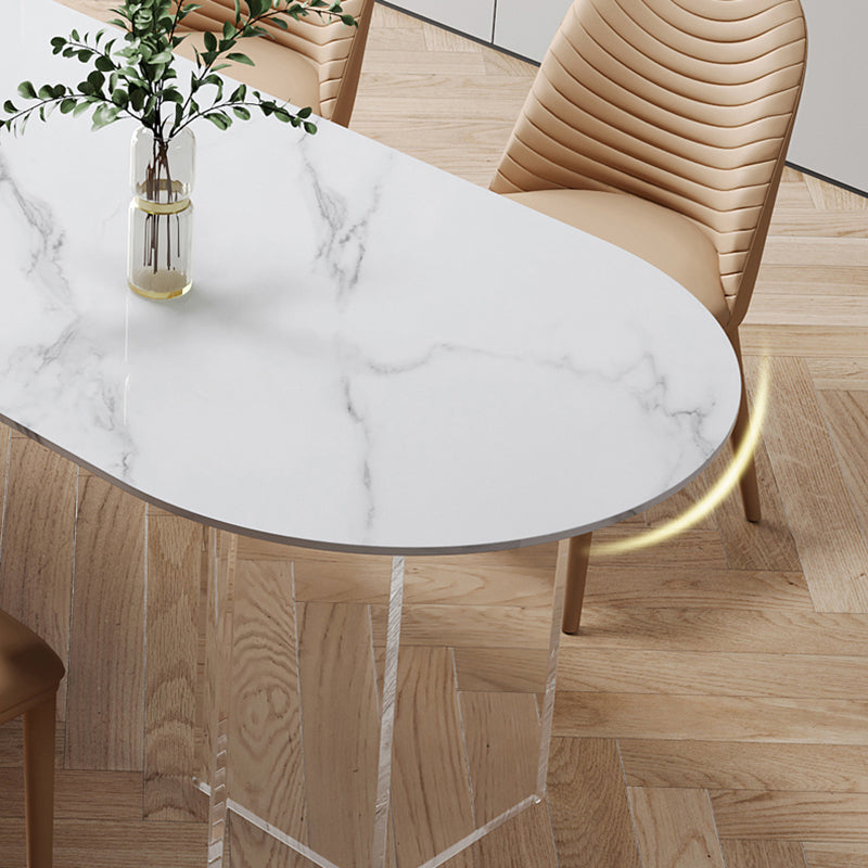 Steen eettafel Home Dinner meubels met acryl dubbel voetstuk voor een klein appartement