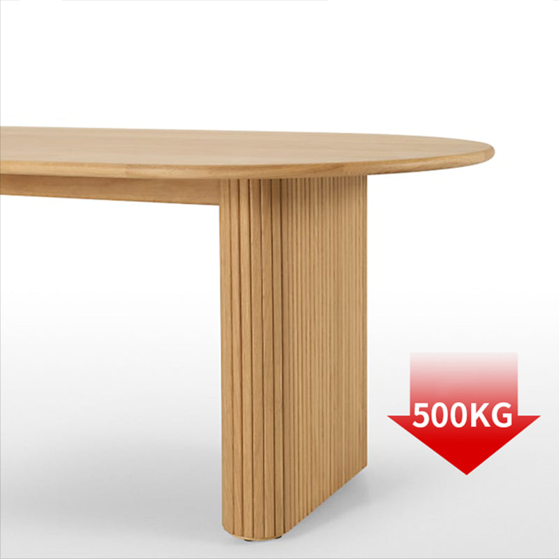 Mesa de comedor moderna muebles ovales de madera maciza con pedestal doble para café