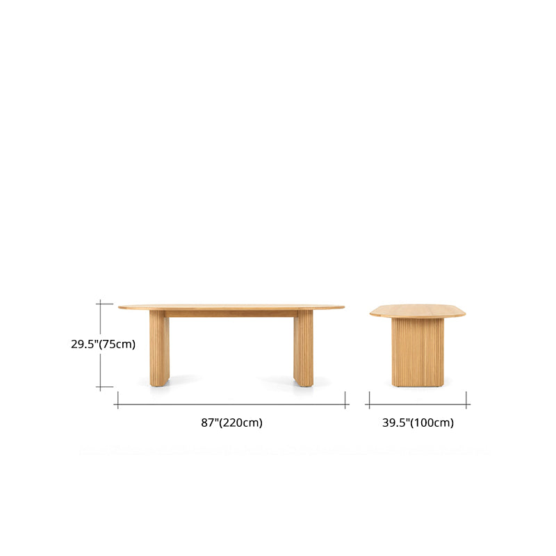 Mesa de comedor moderna muebles ovales de madera maciza con pedestal doble para café
