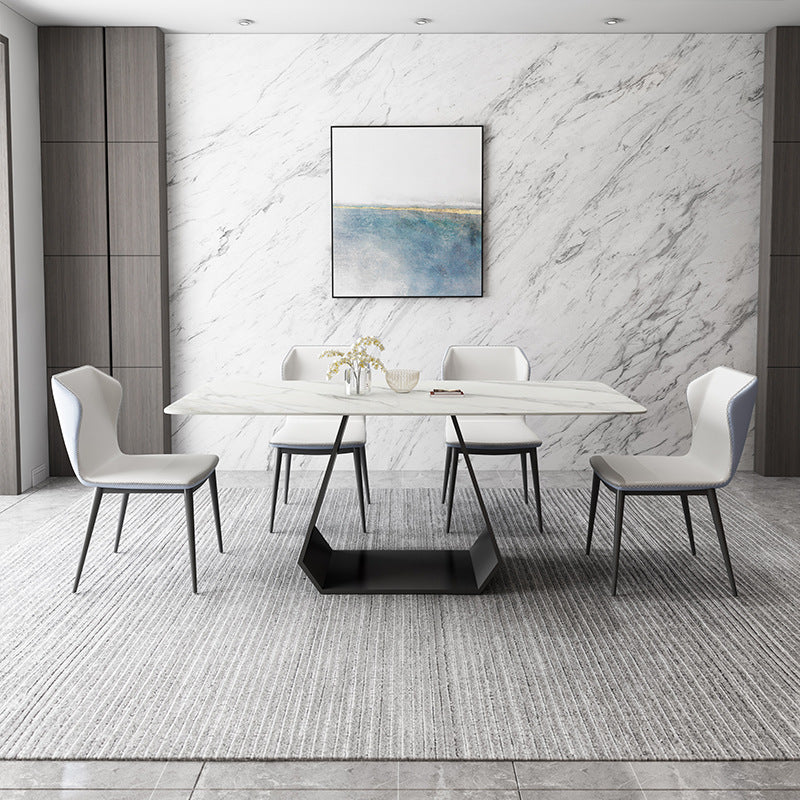 Modern Sintered Stone Top Dining Set Rectangular 1/4/5/7 Pieces Dining Room Table Set Clearhalo 'Dining Room Sets' 'Dining Tables & Seating' 'dining_room_set' 'furn' 'furn_dining_room_set' 'Furniture' 'Kitchen & Dining Furniture' 5691484