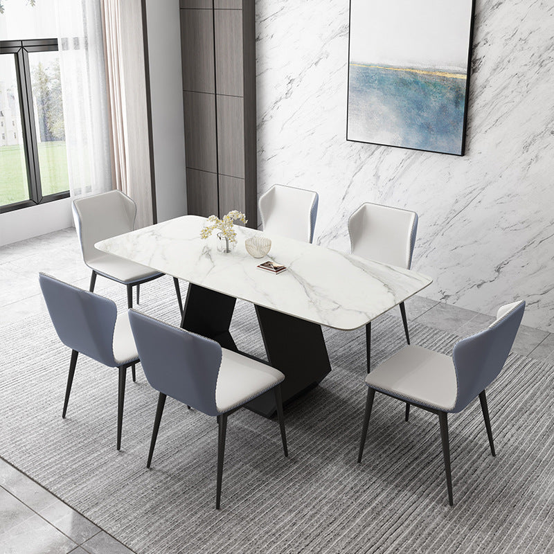 Modern Sintered Stone Top Dining Set Rectangular 1/4/5/7 Pieces Dining Room Table Set Clearhalo 'Dining Room Sets' 'Dining Tables & Seating' 'dining_room_set' 'furn' 'furn_dining_room_set' 'Furniture' 'Kitchen & Dining Furniture' 5691487