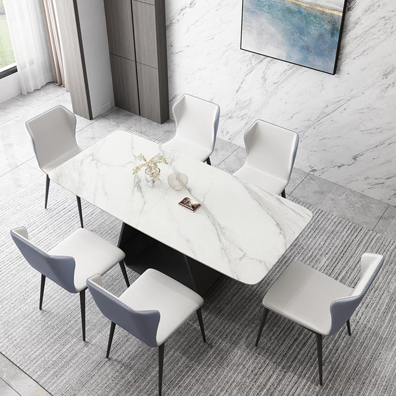 Modern Sintered Stone Top Dining Set Rectangular 1/4/5/7 Pieces Dining Room Table Set 7 Pieces: Table, 6 Chairs Clearhalo 'Dining Room Sets' 'Dining Tables & Seating' 'dining_room_set' 'furn' 'furn_dining_room_set' 'Furniture' 'Kitchen & Dining Furniture' 5691488
