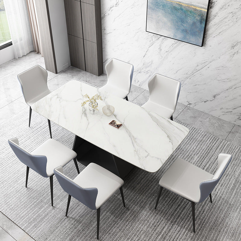 Modern Sintered Stone Top Dining Set Rectangular 1/4/5/7 Pieces Dining Room Table Set Clearhalo 'Dining Room Sets' 'Dining Tables & Seating' 'dining_room_set' 'furn' 'furn_dining_room_set' 'Furniture' 'Kitchen & Dining Furniture' 5691489