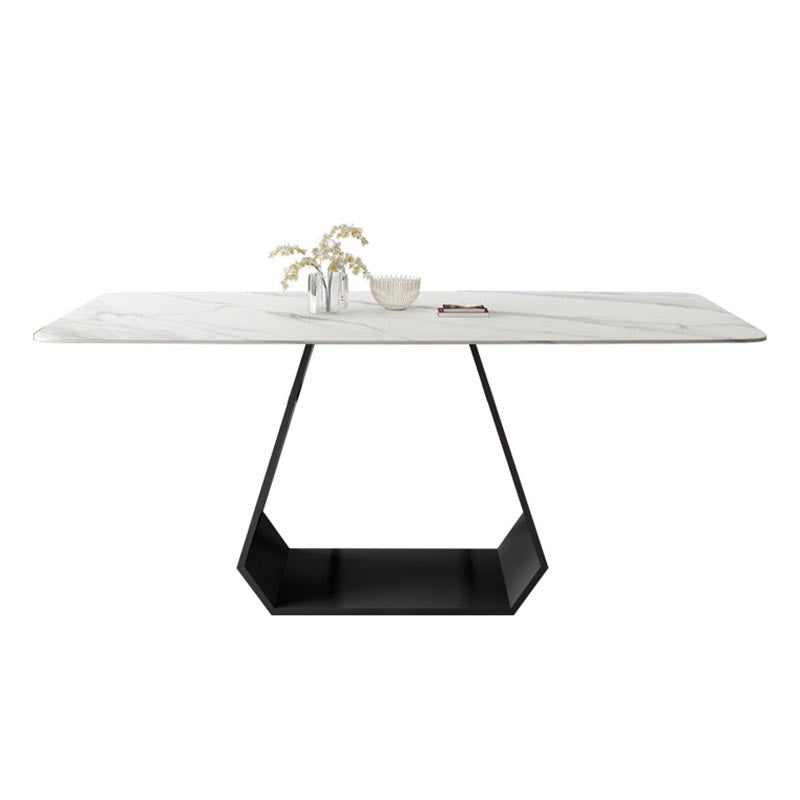 Modern Sintered Stone Top Dining Set Rectangular 1/4/5/7 Pieces Dining Room Table Set White 70.9"L x 35.4"W Clearhalo 'Dining Room Sets' 'Dining Tables & Seating' 'dining_room_set' 'furn' 'furn_dining_room_set' 'Furniture' 'Kitchen & Dining Furniture' 5691491