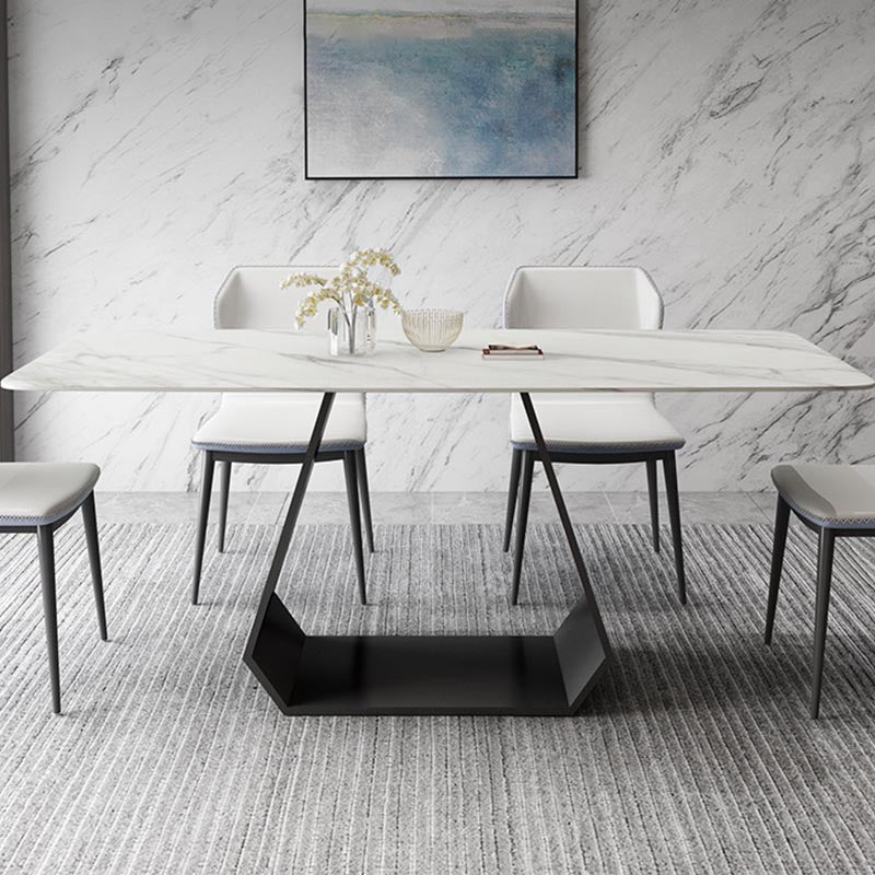 Modern Sintered Stone Top Dining Set Rectangular 1/4/5/7 Pieces Dining Room Table Set Clearhalo 'Dining Room Sets' 'Dining Tables & Seating' 'dining_room_set' 'furn' 'furn_dining_room_set' 'Furniture' 'Kitchen & Dining Furniture' 5691498