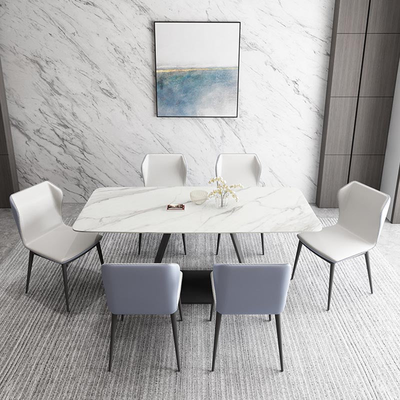 Modern Sintered Stone Top Dining Set Rectangular 1/4/5/7 Pieces Dining Room Table Set Clearhalo 'Dining Room Sets' 'Dining Tables & Seating' 'dining_room_set' 'furn' 'furn_dining_room_set' 'Furniture' 'Kitchen & Dining Furniture' 5691499