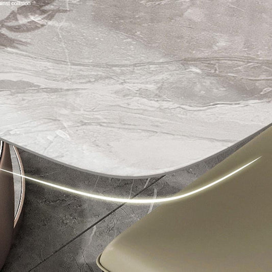 Mesa de comedor rectangular Juego 1/2/5/6/7 PCS Mesa de comedor de piedra sinterizada con sillas laterales