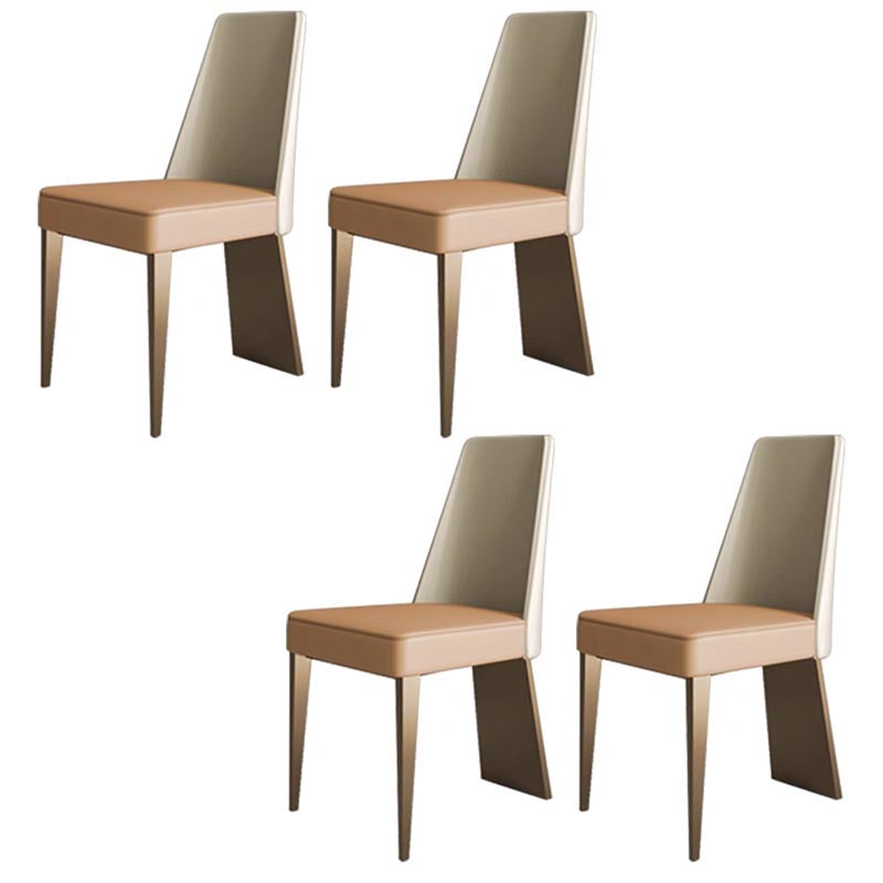 Designer Style Marble Top Dining Set Rectangle 1/4/5 Pieces Dining Room Table Set 4 Orange Chairs Clearhalo 'Dining Room Sets' 'Dining Tables & Seating' 'dining_room_set' 'furn' 'furn_dining_room_set' 'Furniture' 'Kitchen & Dining Furniture' 5691575