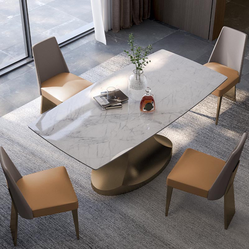 Designer Style Marble Top Dining Set Rectangle 1/4/5 Pieces Dining Room Table Set Clearhalo 'Dining Room Sets' 'Dining Tables & Seating' 'dining_room_set' 'furn' 'furn_dining_room_set' 'Furniture' 'Kitchen & Dining Furniture' 5691577