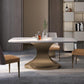 Designer Style Marble Top Dining Set Rectangle 1/4/5 Pieces Dining Room Table Set 4 Pieces: Table, 3 Chairs Clearhalo 'Dining Room Sets' 'Dining Tables & Seating' 'dining_room_set' 'furn' 'furn_dining_room_set' 'Furniture' 'Kitchen & Dining Furniture' 5691580