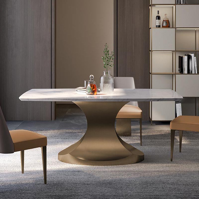 Designer Style Marble Top Dining Set Rectangle 1/4/5 Pieces Dining Room Table Set 4 Pieces: Table, 3 Chairs Clearhalo 'Dining Room Sets' 'Dining Tables & Seating' 'dining_room_set' 'furn' 'furn_dining_room_set' 'Furniture' 'Kitchen & Dining Furniture' 5691580
