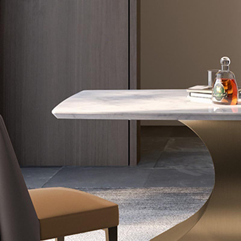 Designer Style Marble Top Dining Set Rectangle 1/4/5 Pieces Dining Room Table Set Clearhalo 'Dining Room Sets' 'Dining Tables & Seating' 'dining_room_set' 'furn' 'furn_dining_room_set' 'Furniture' 'Kitchen & Dining Furniture' 5691585