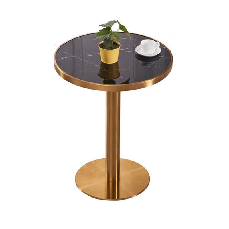 Glam Dining Set Stone 1/3/4 Pieces Dining Round Furniture for Home Black-Gold 31"L x 31"W Clearhalo 'Dining Room Sets' 'Dining Tables & Seating' 'dining_room_set' 'furn' 'furn_dining_room_set' 'Furniture' 'Kitchen & Dining Furniture' 5691627