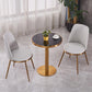Glam Dining Set Stone 1/3/4 Pieces Dining Round Furniture for Home 3 Pieces: Black Table, 2 Grey Chairs Clearhalo 'Dining Room Sets' 'Dining Tables & Seating' 'dining_room_set' 'furn' 'furn_dining_room_set' 'Furniture' 'Kitchen & Dining Furniture' 5691636