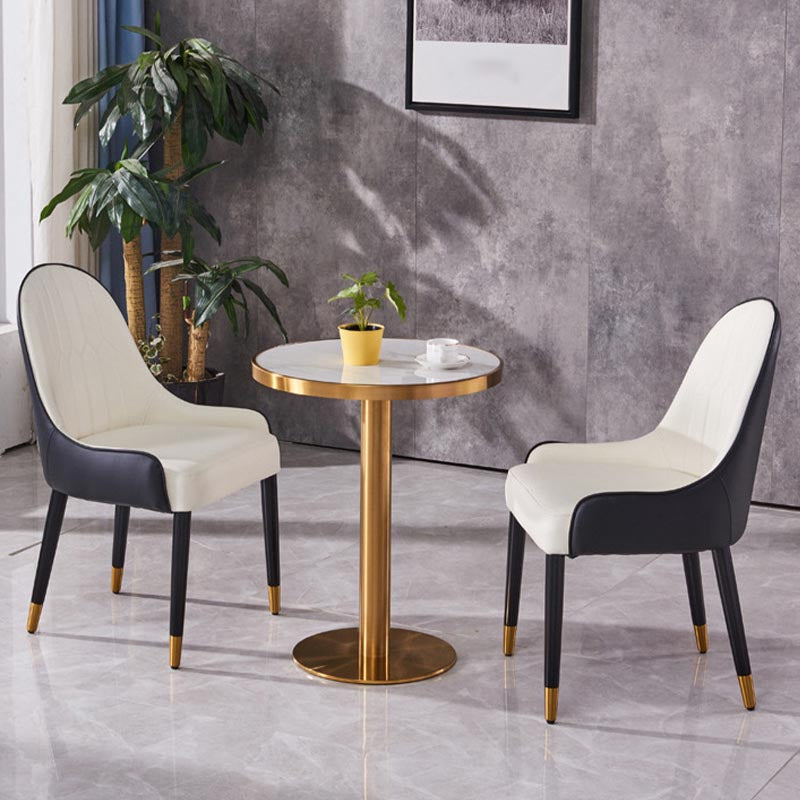 Glam Dining Set Stone 1/3/4 Pieces Dining Round Furniture for Home Clearhalo 'Dining Room Sets' 'Dining Tables & Seating' 'dining_room_set' 'furn' 'furn_dining_room_set' 'Furniture' 'Kitchen & Dining Furniture' 5691642